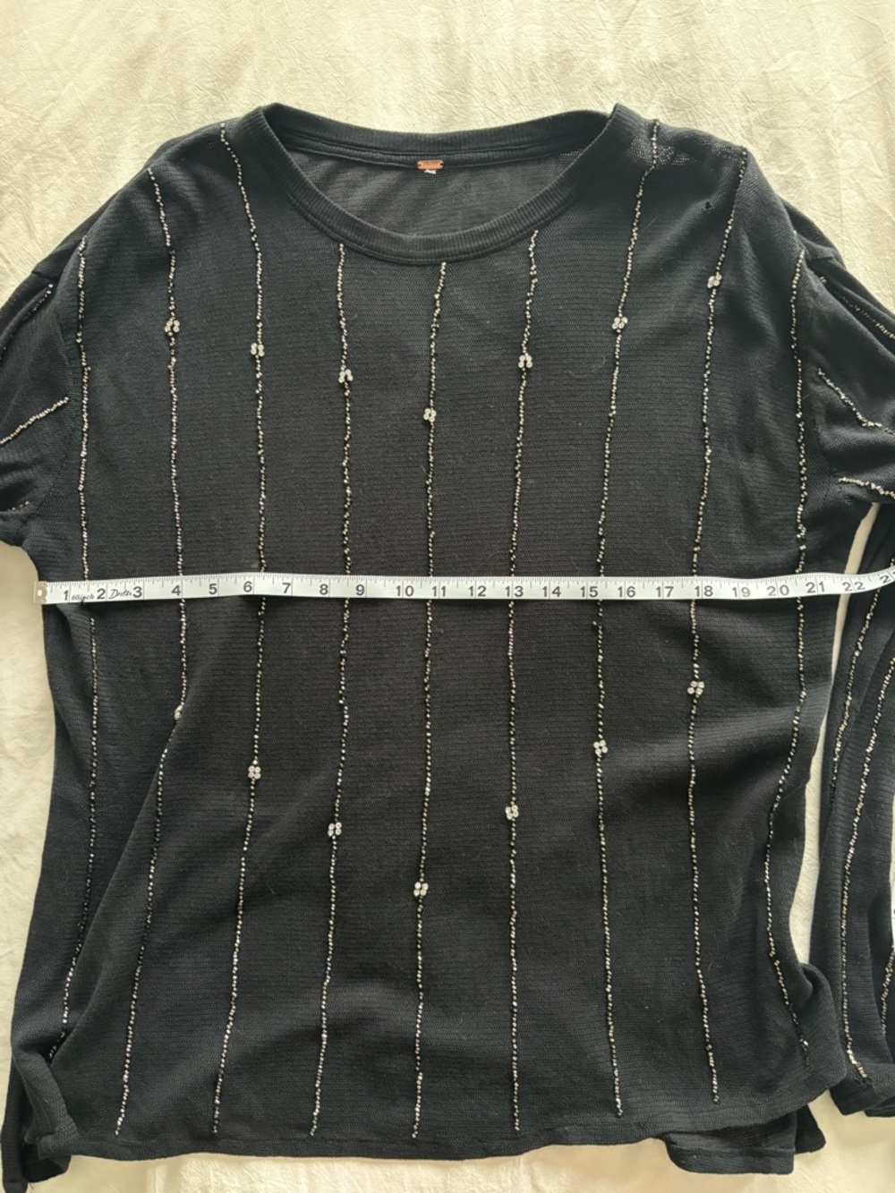 Free people diamond night Black Beaded Stripe Knit Sweater 100% cotton - Picture 8 of 12